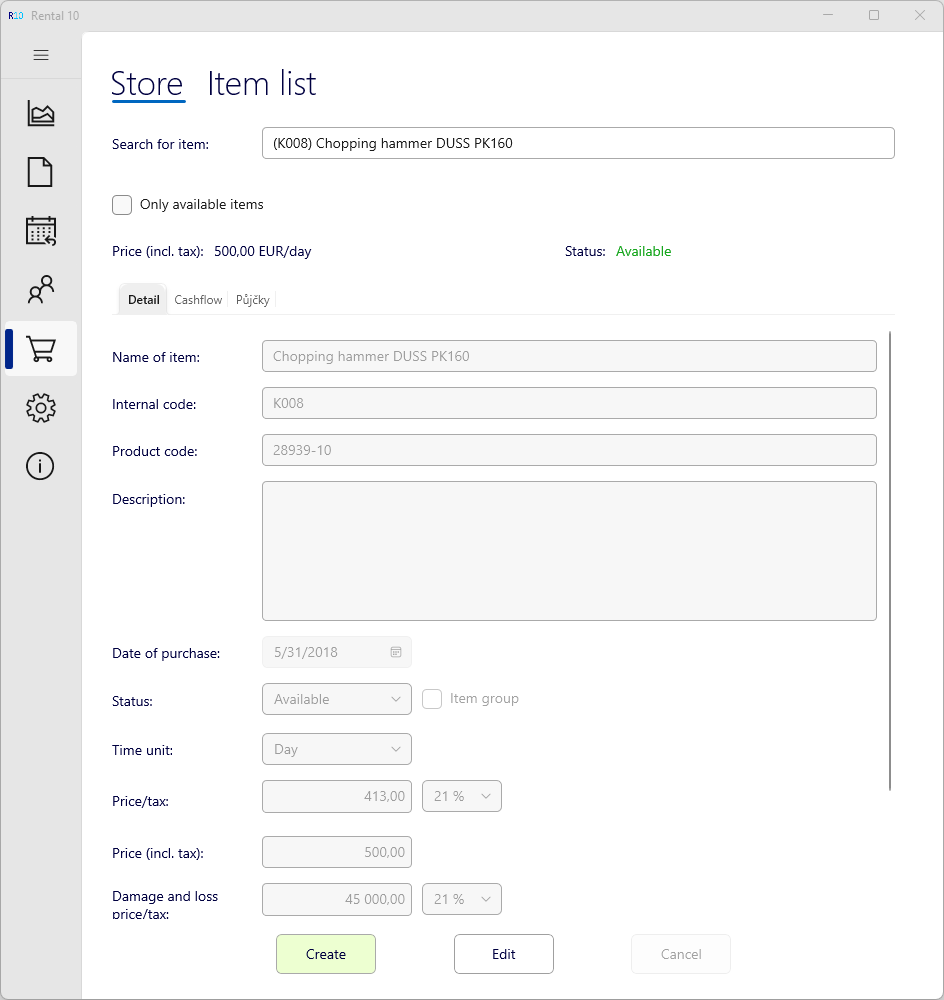 Filled store form